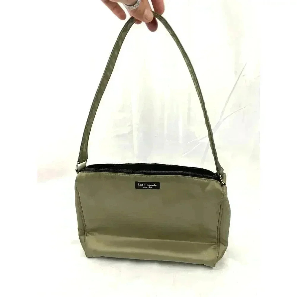 VTG Kate Spade New York Golden Satin Fabric Baguette Hand bag‎ Purse
